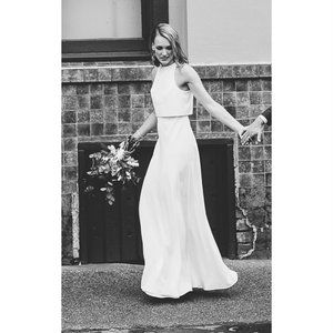 BHLDN Jill Stuart Iva Crepe Maxi (2) in Ivory
